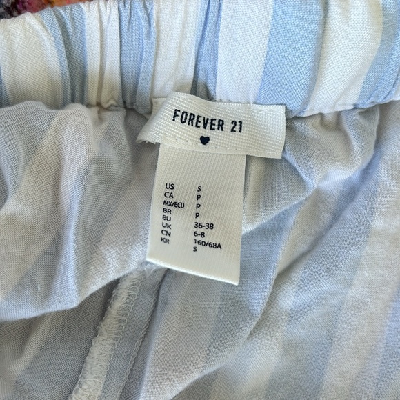 Forever 21 Seersucker Retro Stripe Woven Pajama Set Size Small - Picture 9 of 9
